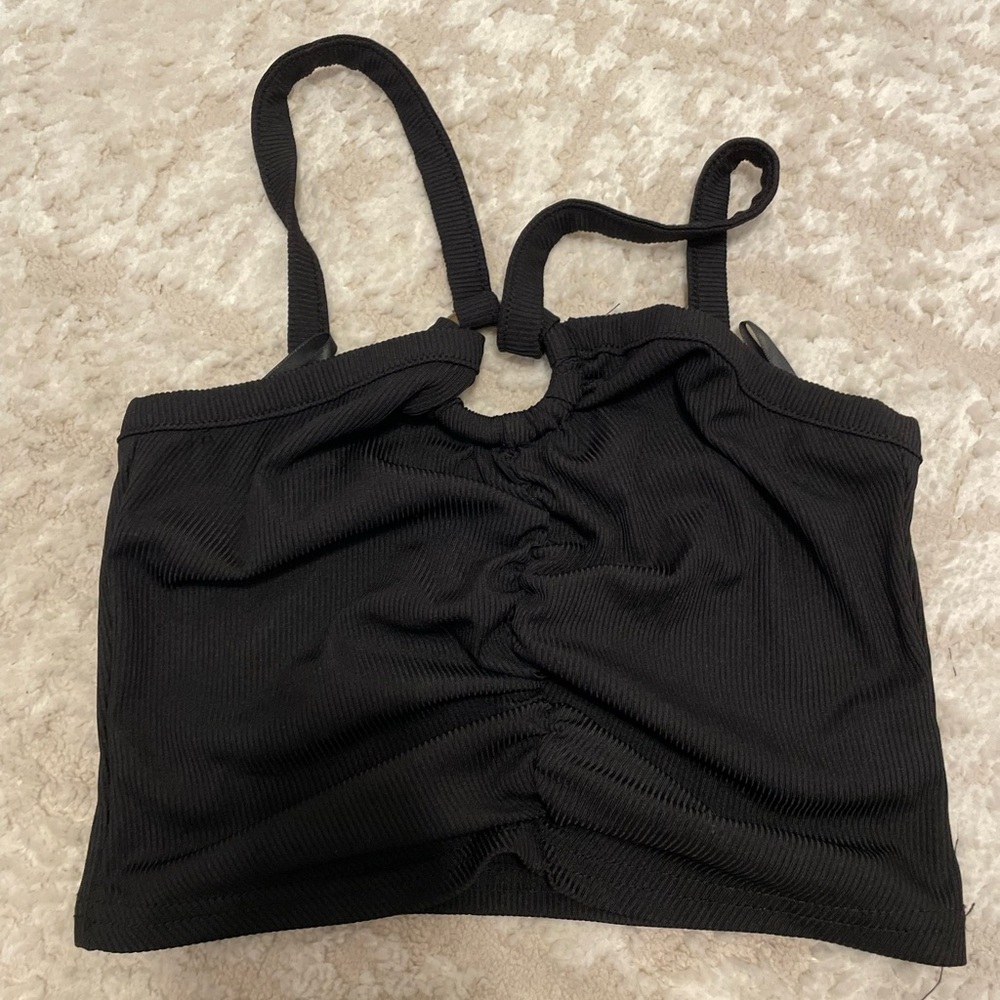 Black Ruched Crop Top